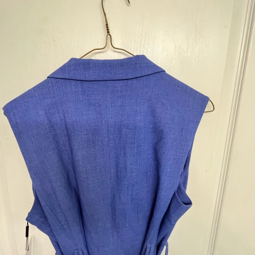 Calvin Klein Blue Sleeveless Belted Lined Dress Size 14.  Brand New With tags! - Picture 7 of 12